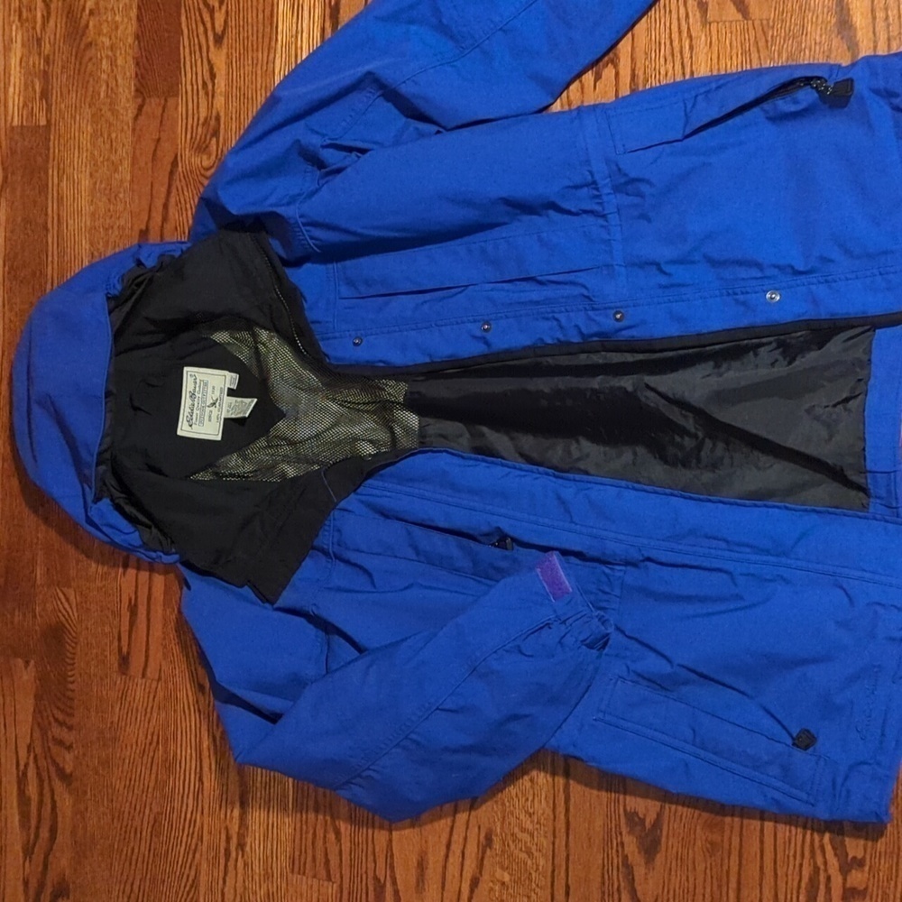 Eddie Bauer Blue/Purple hooded gore-tex zip front long Warm Winter jacket sz M - Picture 7 of 13